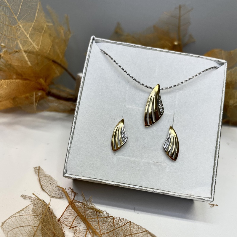Set náušnice a přívěsek - rhodium / pozlaceno